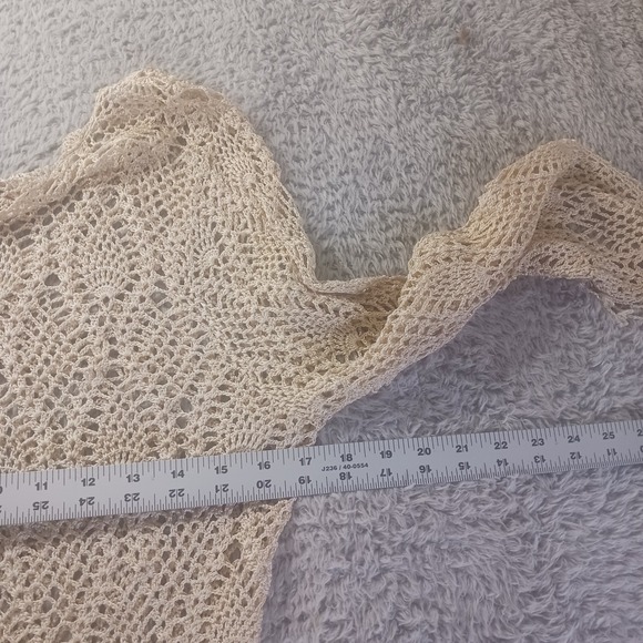 The Limited Hand Knit Crochet Sweater XS Beige Boho Festival Peasant Hippie Top - Picture 4 of 7